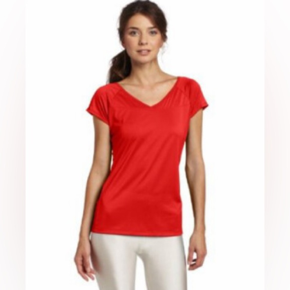 Columbia Vista Ridge Athletic Shirt Women’s Size Large Omni Wick Tomato Red W1